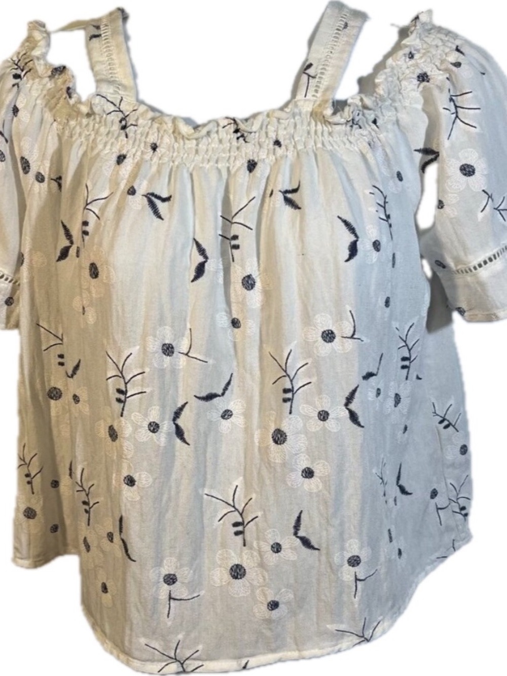 Love Notes Off the Shoulder Floral Crop Blouse Size Small